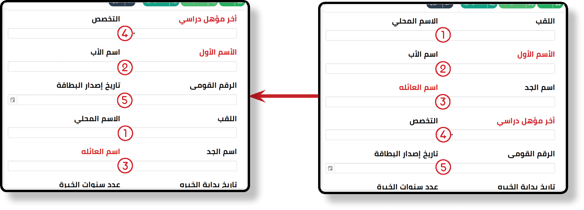 ترتيب الاعمده